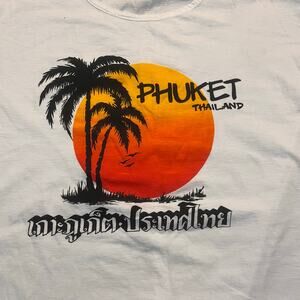 Phuket Thailand Women Small White Graphic Shirt Short Sleeve Destination‎